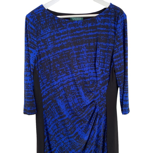 Lauren Ralph Lauren blue and black lined jersey stretch dress - Picture 2 of 12